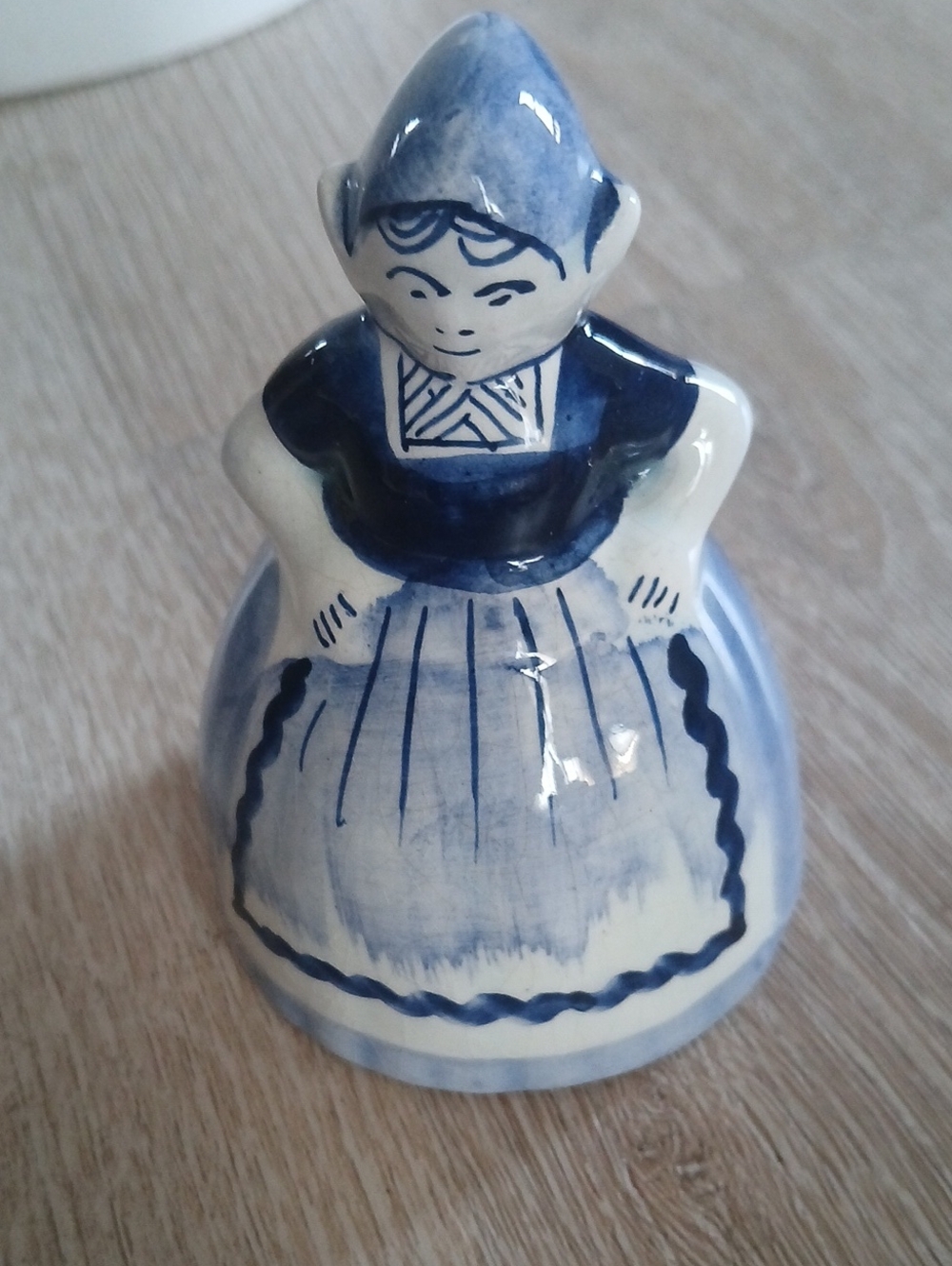 Vintage Delft Blue Dutch Girl Bell Holland Cobalt Blue Handmade